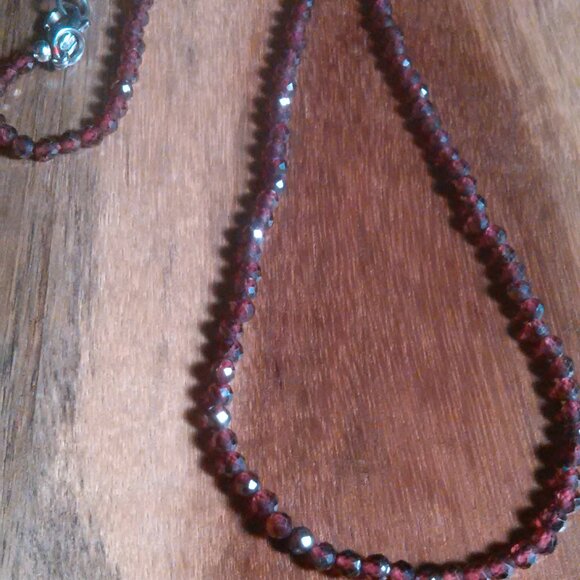Mozambique Garnet Stainless Steel Beaded Necklace - Picture 6 of 10
